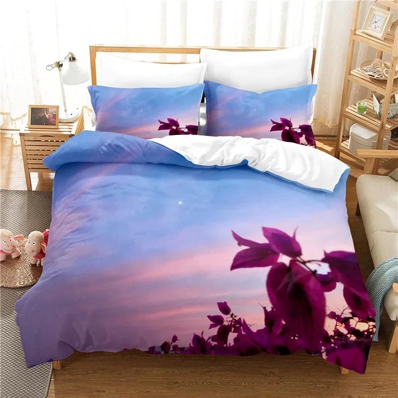 Print White Dandelion Sunflower Bedding King Bedroom Quilt Cover Set Black Blue Duvet Set Pillowcases Decorative Set