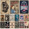 Vintage Wohndekor Blechschild Friseursalon Metallschild Poster Bar Pub Retro Plakette Haarschnitt und Rasur Bart Eisenmalereien Kunstplatten