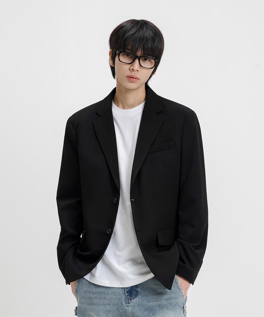 Lemain Second Basic Oversized Single Blazer Jacket [Black]