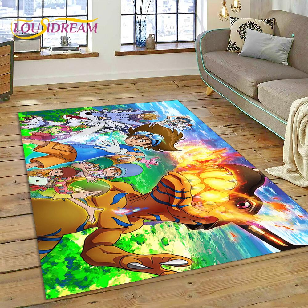 Retro Digimon Adventure Monster Cartoon Rug Carpet for Living Room Bedroom Decor,Floor Mat Non-slip Decoration for Sofa Doormat