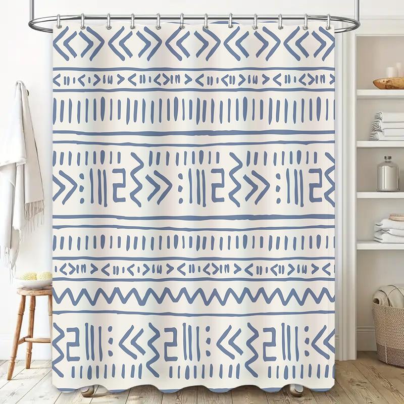 Modern Blue White Bath Shower Curtain Waterproof Fabric Decorative Bathroom Hanging Shower Curtains for Home Decoration 180x245c