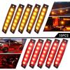 10x Marker Lights Side 6-LED Truck Trailer Clearance Amber Light Red Waterproof