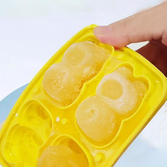 Bear-Shaped Silicone Ice Cube Tray with Lid Food-Grade Easy-Release Mold Leak-Proof Stackable Ice Cube Maker Home Bar Essential
