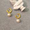 Meier Freshwater Pearl Earrings - Baroque Design, Gold-plated, Minimalist Style, 925 Sterling Silver Posts