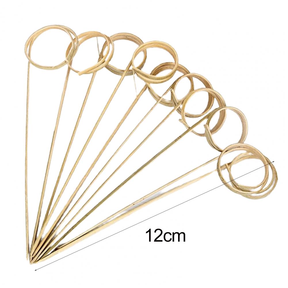 100Pcs Disposable Bamboo Sticks Wooden Knotted with Twisted Ends Skewers Fruit Cocktail Picks BBQ Snacks Club Sandwiches