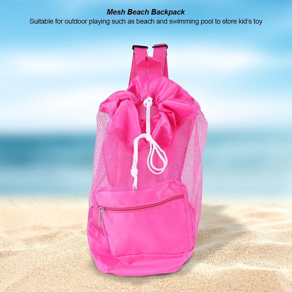 Washable Material Mesh Drawstring Backpack Portable Design Shell Toy Bag Outdoor Beach