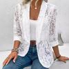 Women's Small Suit Coats Fashion Lace Splice Mesh Long Sleeve Slim Fit Blazers Females Solid Temperament Cardigan Coats