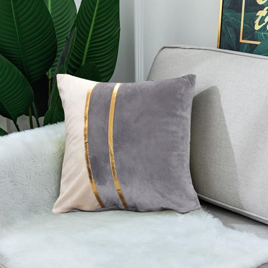 Pillow Case Plush Two-color Splicing Throw Pillow Cover Soft Stylish Decorative Cover with Hidden Zipper