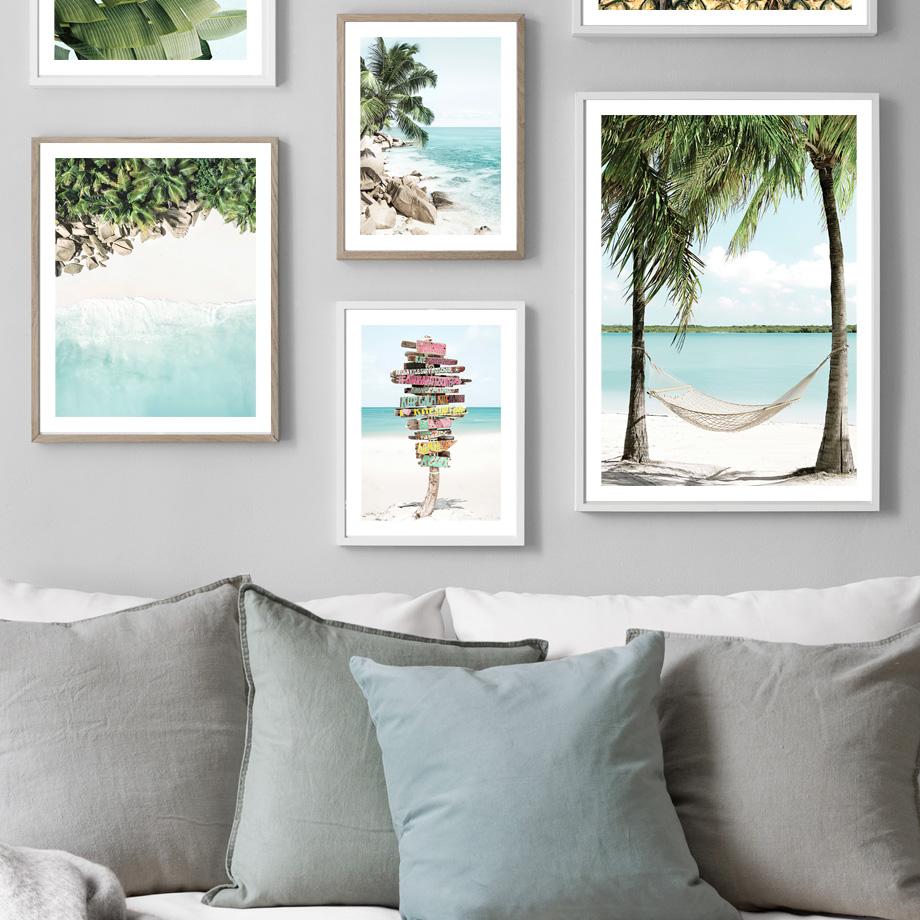 Beach Banana Palm Leaf Hammock Pineapple Caribbean Nordic Poster Wall Art Print Canvas Painting Decor Picture Living RoomCuadros