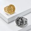 European and American Retro Saint Benedict Exorcist Brand Titanium Steel Mens Ring