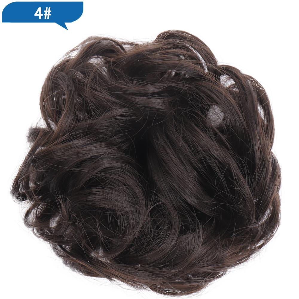 Haarknoten, Haarteil, dunkelbraun, Messy Bun, Haarverlängerung, für Damen, gewellt, lockig, Hochsteckfrisur, Haargummi, elastisch