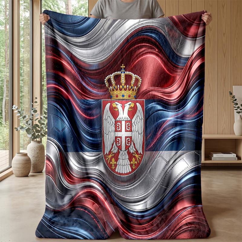 Coperta in Flanella Stampata Serbia Amica della Pelle Calda Decorativa Plaid per Divano Letto Interno Uso Quotidiano