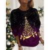 Spring and Autumn Round Neck Christmas Theme 3D Printed Top Fashionable Casual Long Sleeved Women's T-shirts