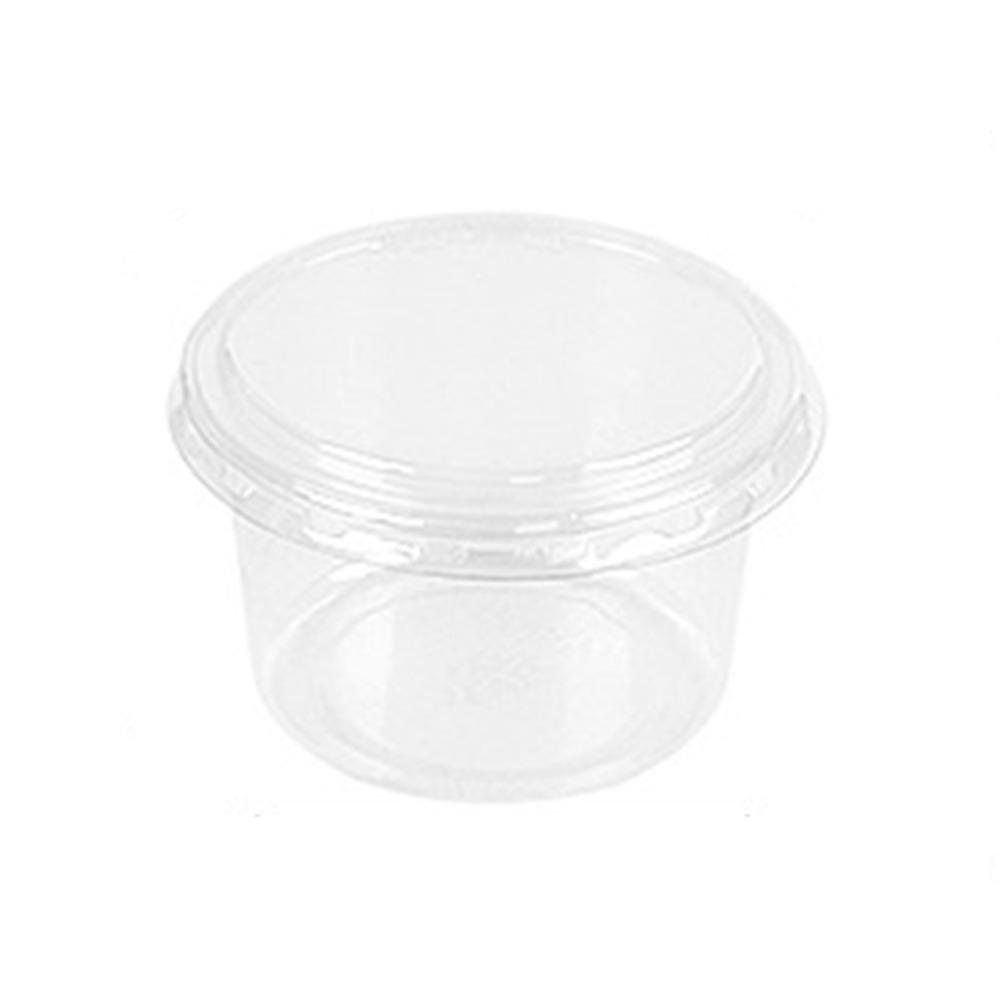 50Pcs 150/250ml Disposable Salad Cups Clear Plastic Round Shape Dessert Cups Bowl Containers with Lid Thickened