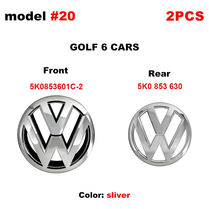 New 2026 5K0853601C VW 135mm Car Front Grill Logo Emblem 110mm Rear Trunk Lid Badge For Volkswagen Golf MK6 Replacement Auto Accessories