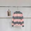 Autumn/Winter Embroidered Striped Knit Pullover