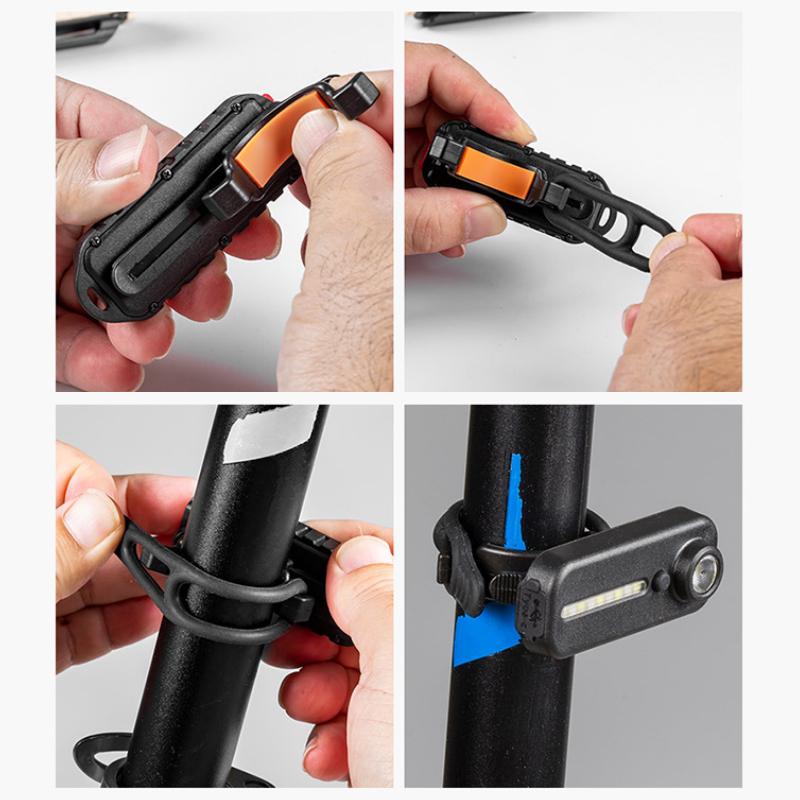 Led Red And Blue Shoulder Police Light With Clip Usb Torch Bike Warn Lantern