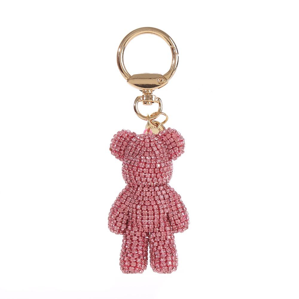 Exquisite Cartoon Rhinestone Bear Keychain Animal Bag Hanging Bear Pendant Metal Ornaments Car Keyring Girls