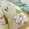OEING Minky Fleece Winter Quilt with Lovely Rabbit Pattern