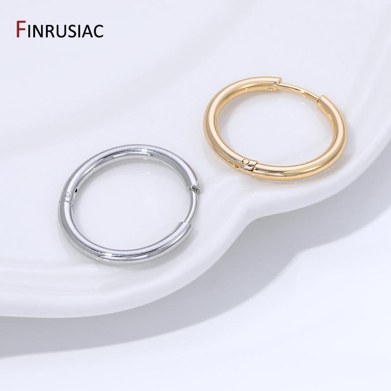 14K Gold Plated Brass Round Hoop Earring For Women Girls Fashion Circle Ring Earrings Wedding Party Gifts