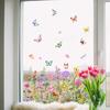 Kleurrijke Bloemen Muurstickers Wilde Bloemen Vlinders Groen Gras Muurstickers Verwijderbare Peel