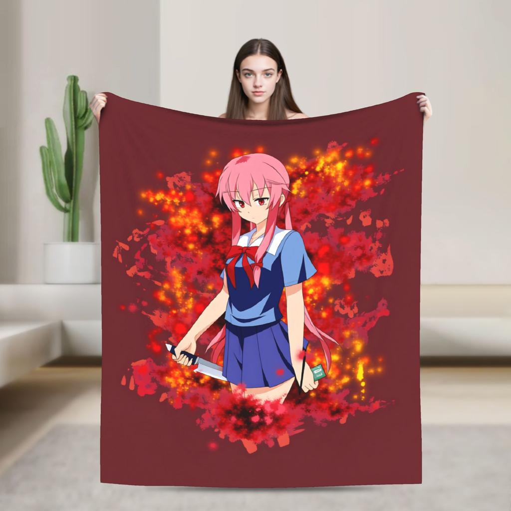 Warm BlanketsGirls Boys Camping Mirai Nikki Gasai Yuno Bedding Throws Flannel Bedspread For Couch Bed Fashion Sofa Bed Cover