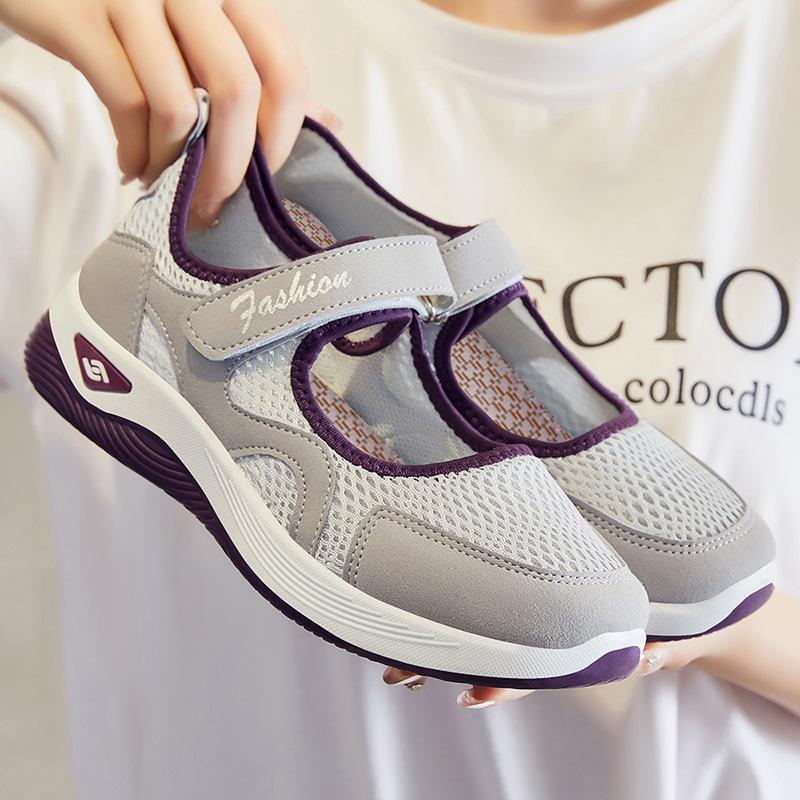 Kvėpuojantys moteriški Velcro tinklelio vaikščiojimo batai - Lengvi ir patogūs