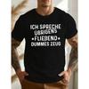 Tailles Européennes Drôle Humour Allemand Froissé T-shirt Homme, Motif Géométrique Décontracté Coupe Régulière Pour Hommes Hauts Manches Courtes