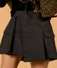 Collet Wrap Cargo Belted Pleated Mini Skirt [Black]