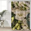 1pc Floral Shower Curtain - White Blossom Digital Print, Water-Resistant Polyester, Hand Wash Only, Includes Hooks