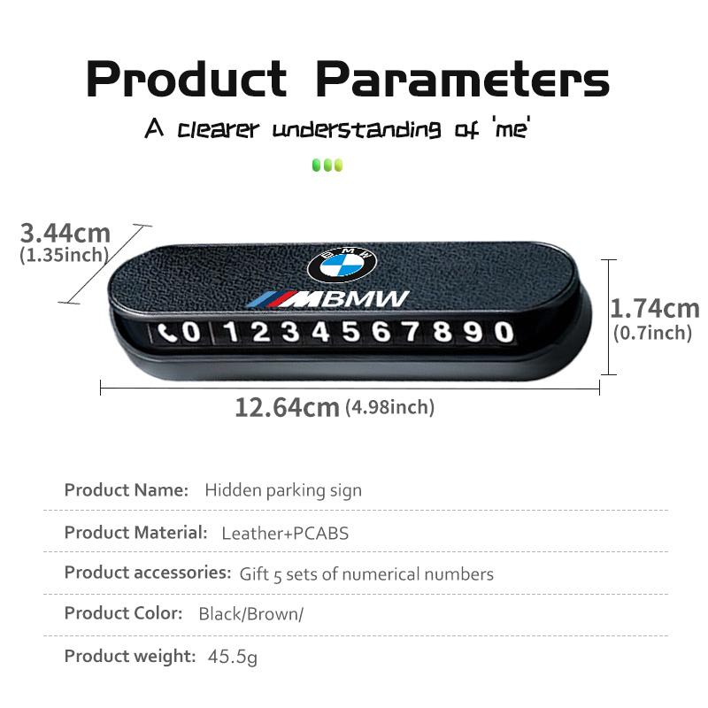 Suede Temporary Car Parking Phone Number Card Plate Park Stop For BMW M3 M5 X3 E93 F10 F20 F30 F40 F15 F25 F26 F31 F49 F86 AS2