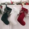 Seasonal Big Bow Christmas Stocking Velvet Candy Bag Hanging Stocking Fireplace Ornament Christmas Tree