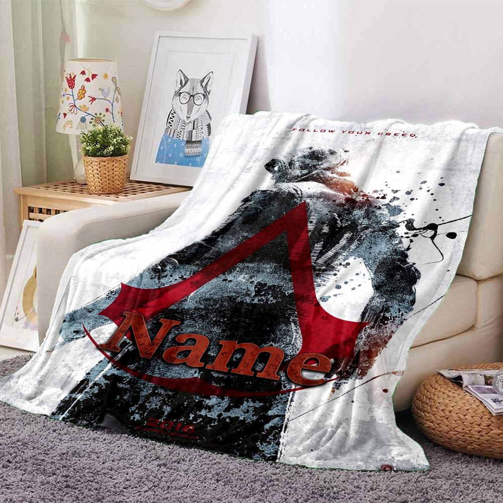 Custom Name Assassin'S Theme Printed Blanket Perfect For Couch Bed Travel Outdoor Use Machine Washable Cozy Durable