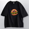 2026 New Arrival Unisexs Shortsleeve Tshirt  100 Cotton Printed Hamburger Pattern Loose Fit Comfortable And Trendy