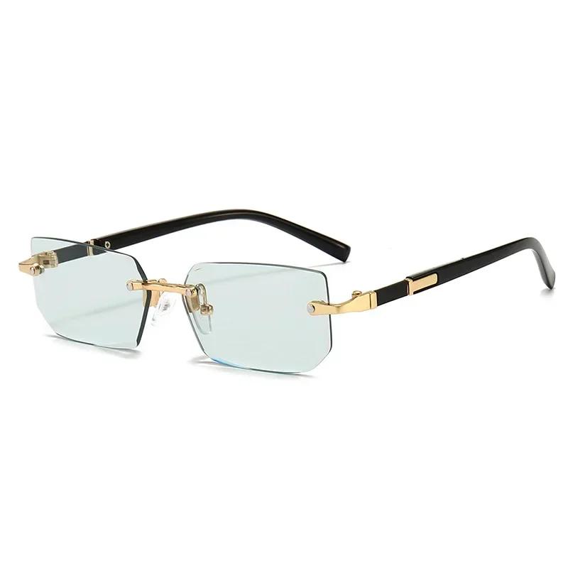 Rimless Sunglasses Rectangle Stylish Popular Female Male Sun Eyewear Small Square Sun Eyewear for Female Male Summer Traveling Oculos