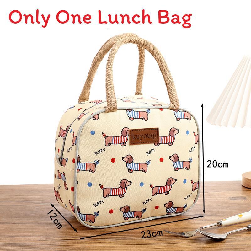 Pink Bunny Insulated Meal Bag Small Canvas Portable Lunchbox For Daily Use