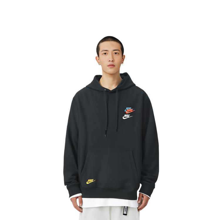 Nike Embroidered Letter Hoodie Loose Long Sleeve Men Tops Black DD4667-010