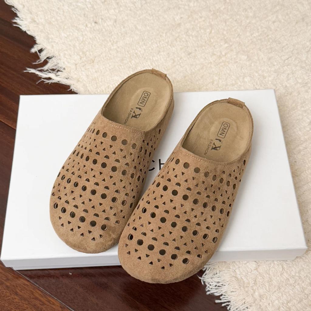 Fashion 2025 Suede Clogs for Women Mules Cork Footbed Hollow Out Women Shoes with Arch Support Fashion Nonslip Outdoor Beach Slippers 26