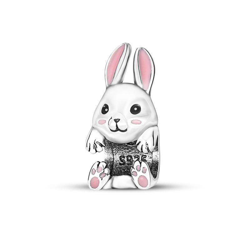copper Rabbit Pendant Rabbit Birthday Cake Bead Charms Compatible With 4MM Hole Diamete Charm Bead Charms Bracelets Women Do It Yourself Jewellery Gif