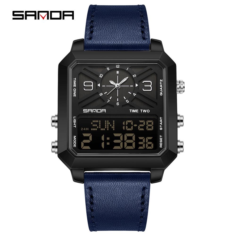 Sanda Waterproof Multifunctional Men's Electronic Wristwatch with Alarm and Countdown