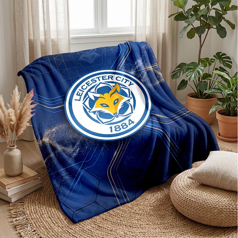 Leicester City Fußball Druck Flanell Decke, Weiche Warme Leichte Überwurfdecke für Sofa Bett Camping