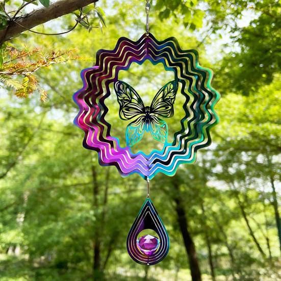 Stainless Steel Reflective Wind Spinners Outdoor Garden Decor Sparkly Wind Spinner Bird Deterrent