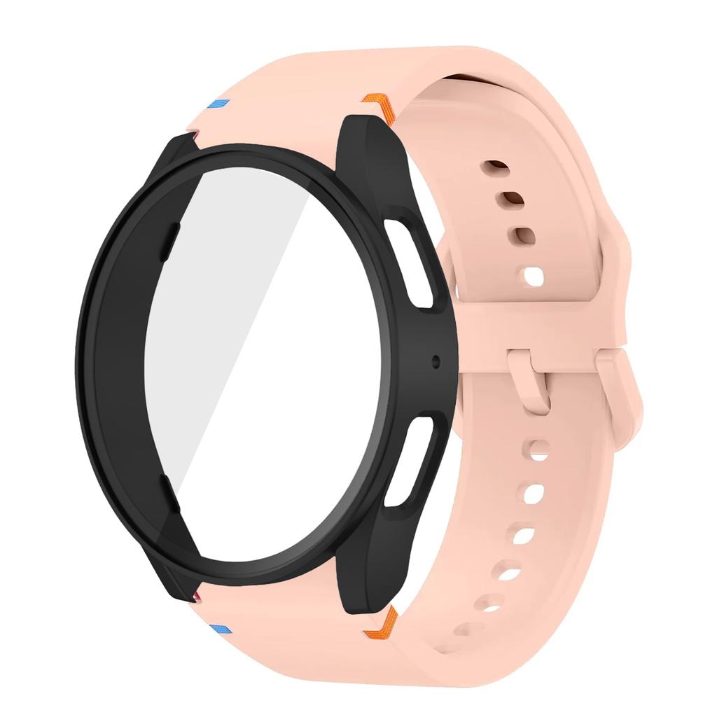 Siliconen Band voor Samsung Watch 7 6 5 4 40mm 44mm 5Pro 45mm Band Met Hoes Schermbeschermer Bumper cover voor Pols Accessoires