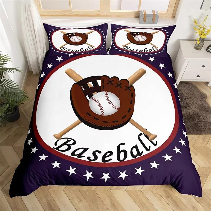 Young Boys Basebal Soft Duvet Cover Tens Sports Theme Beding Set Microfiber 3D Basebal Bat Gloves Warm Comforter Cover Twin King Quen Sized Dimensions