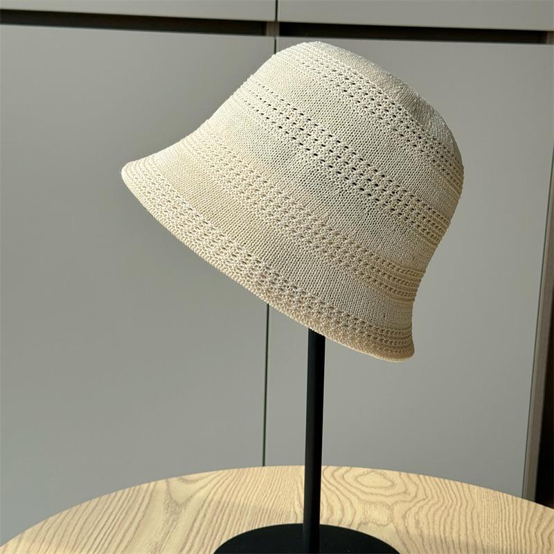New striped fisherman hat for women, summer fashion versatile small-face bucket hat, outdoor sun protection hat, trendy