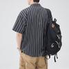 Spring Summer Men's Striped Top Cool Breathable Business Commuter Turn-down Collar Short Sleeve Shirt