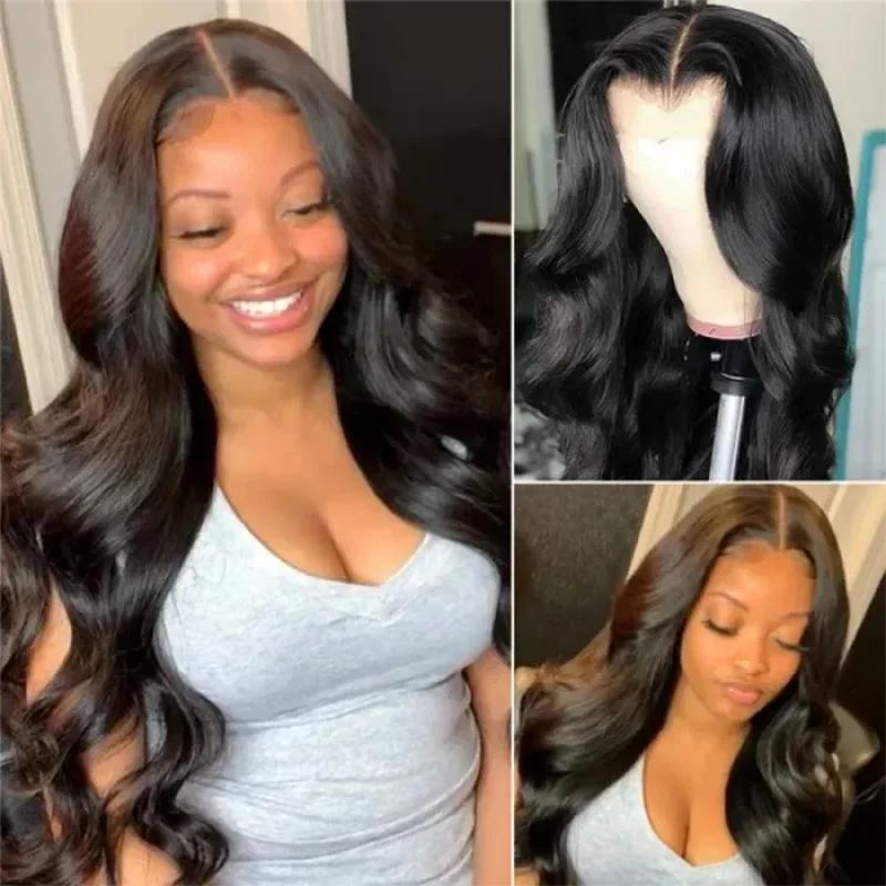 Synthetic Lace Front Wigs For Black Women Lace Frontal Pre Plucked Natural Hairline With Baby Hair 180% Density