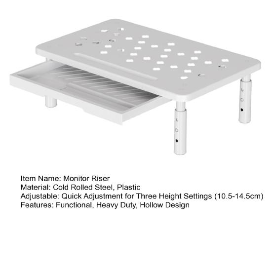 Computer Monitor Riser Cold-Rolled Steel Ventilated Monitor Stand with Drawer 3-Level