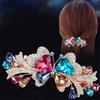 New Fashion Retro Crystal Butterfly Hair Clip Large Top Clip Flower Spring Clip High Quality Female Mother Hairpin Headdress