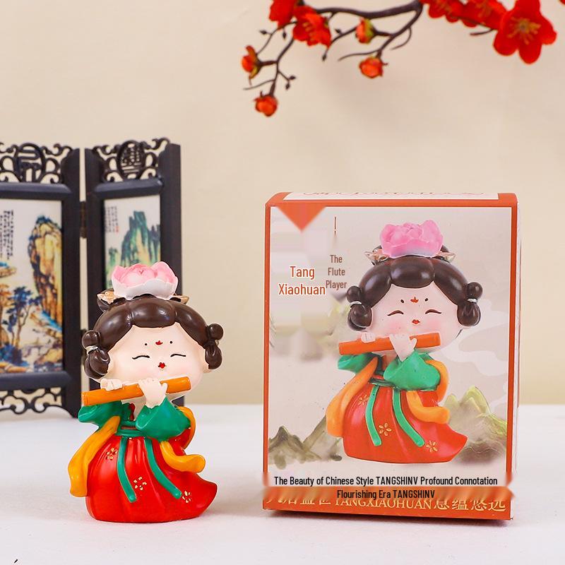 Creative Ancient Tang Lady Figurine: National Tide Style Desktop Ornament